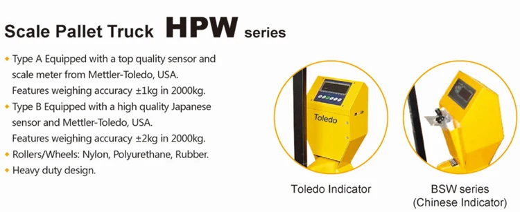 YI-LIFT Hot Sale High Quality 2000kg Weight Scale Hand Pallet Truck