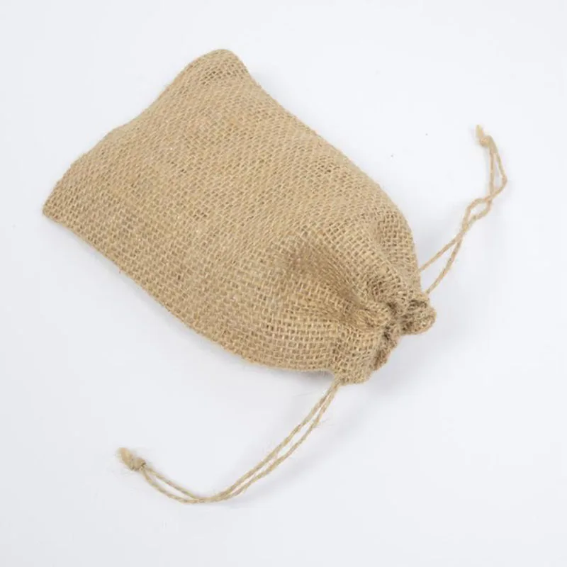 Wholesale Gift Packaging Natural Color  Jute Drawstring  Bag