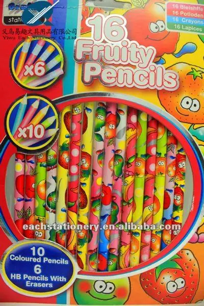 Wooden/Newspaper Body Color Pencil and Heat Transfer Printing Fruit Scented Pencil With Fragrance for Kids