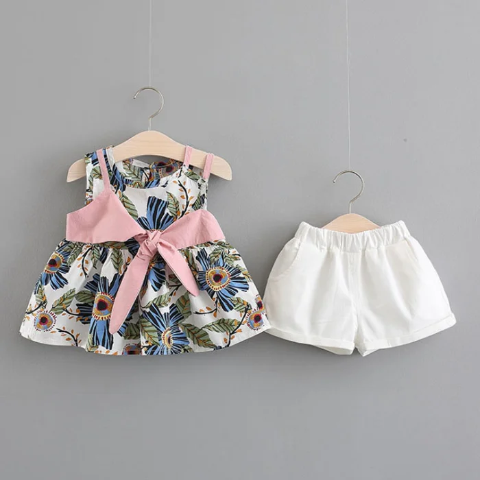 
Hot selling Baby girls 2 pcs clothes infant fashion print clothing sets chinese baby clothing manufacturers 