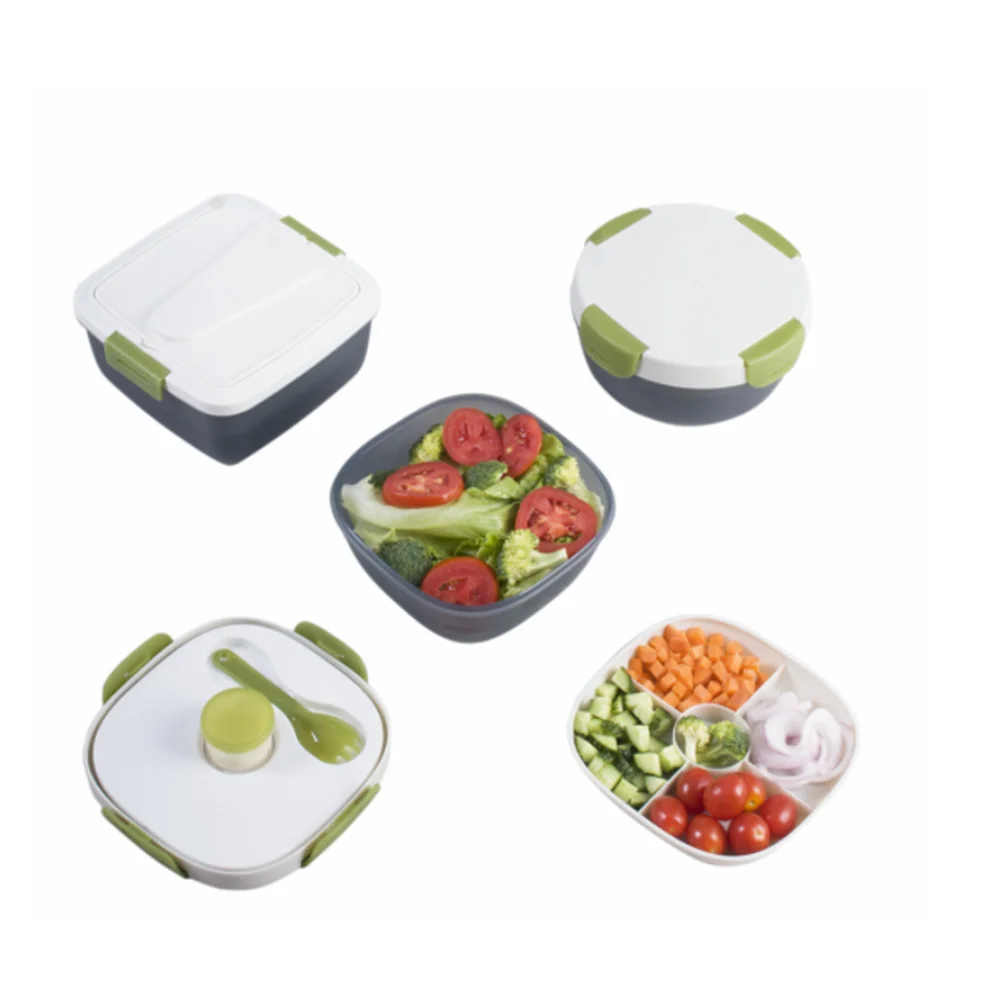 1.2L BPA Free Plastic Round Food Container With Lid,Lunch To Go Salad Lunch Container Bento Lunch Box