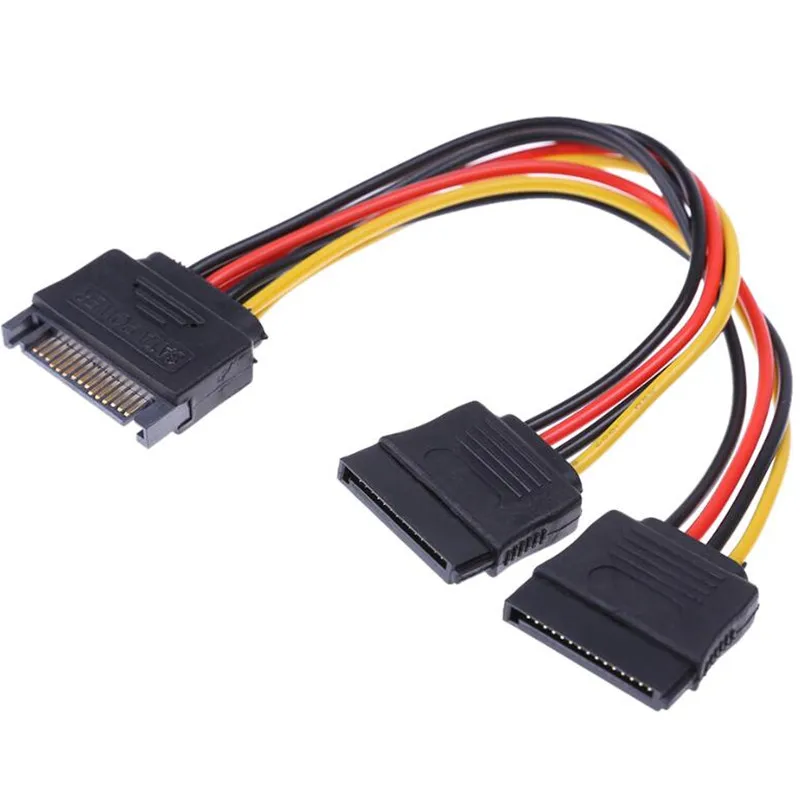 High Quality Splitter Cable SATA Power 15-pin Y-Splitter Cable Adapter Male to Female for HDD Hard Drive
