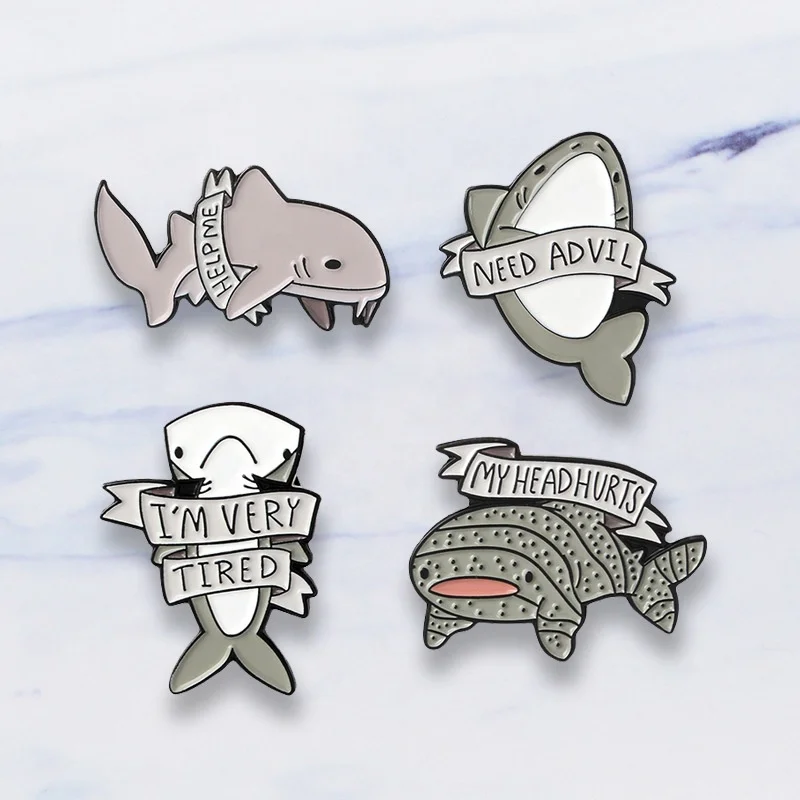 hot sales bulk custom logo manufacturers china cartoon animal shark joy cute lapel pin