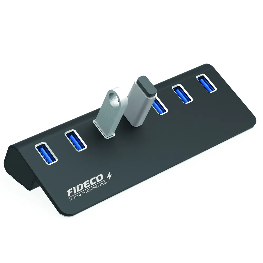 FIDECO Alloy Chassis Compact Custom Oem Odm High Speed 30 Pore Power Female Charger Usb Hub 3.0 7 Port
