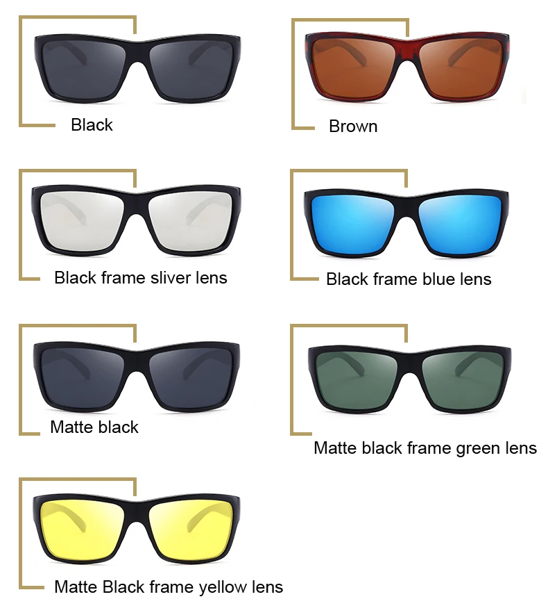 
wholesale big square plastic sun glasses yellow night vision lens custom logo private polarized sunglasses men 
