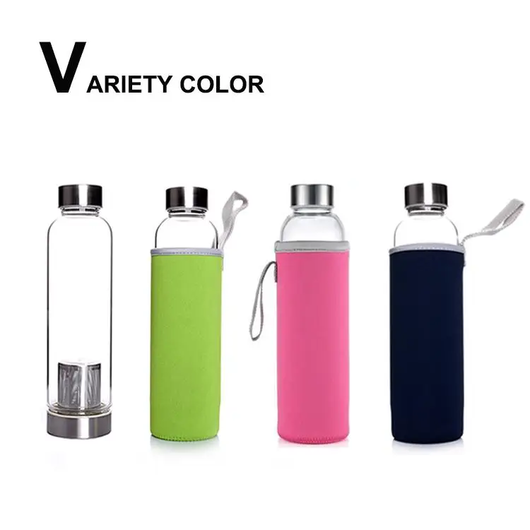 Hot sale borosilicate glass bottles with filters and protective cover