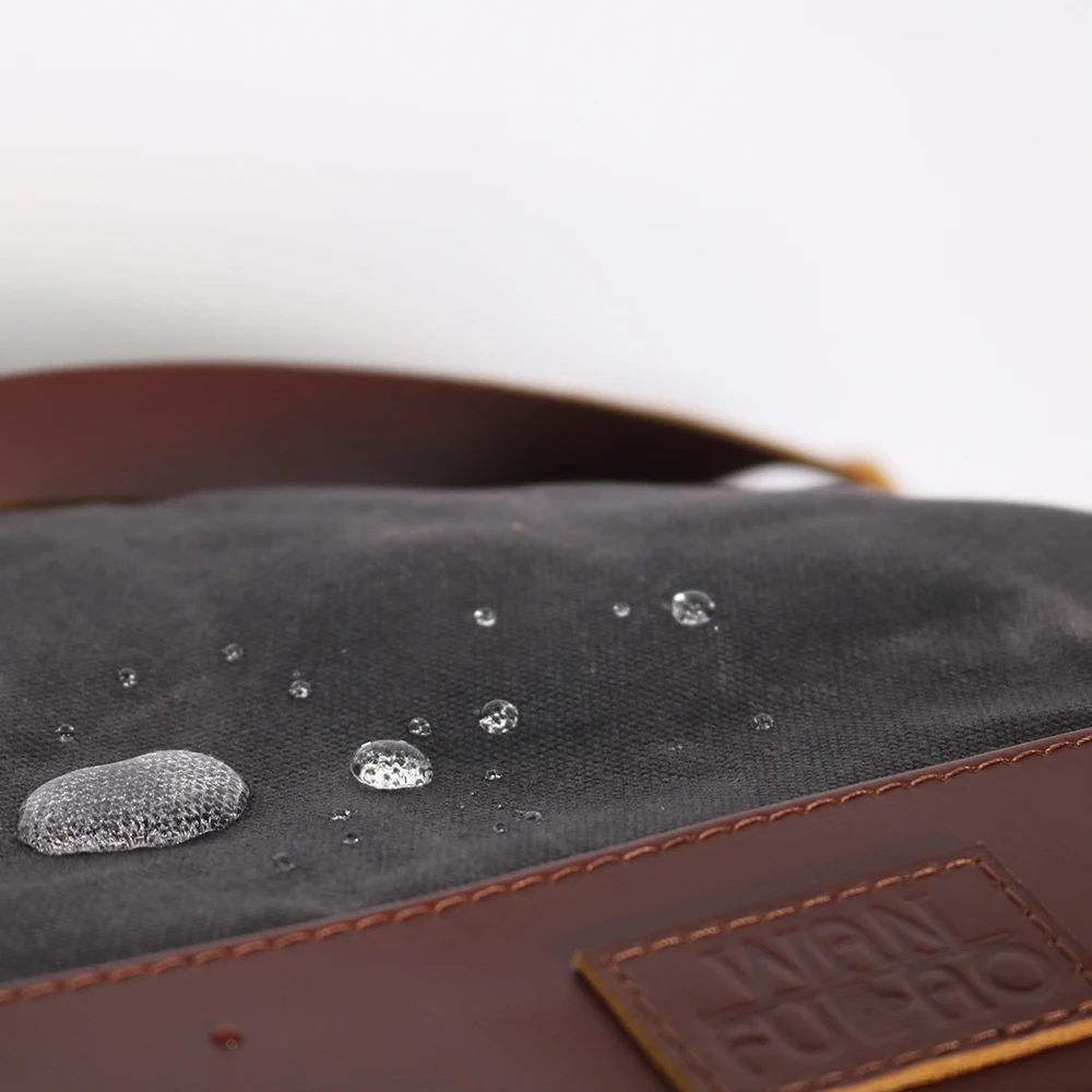 CHANGRONG Custom Large waterproof grey waxed canvas leather shoulder bag for women