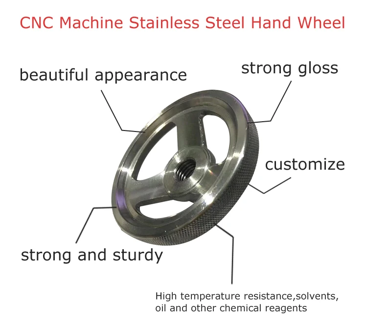 CNC machine tool 100mm 160mm stainless steel hand wheel metal control SUS316 hand wheel with handle