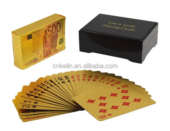 
Promotional Gift 24 Karat Gold Playing Cards 500 Euro Collectable Cards 