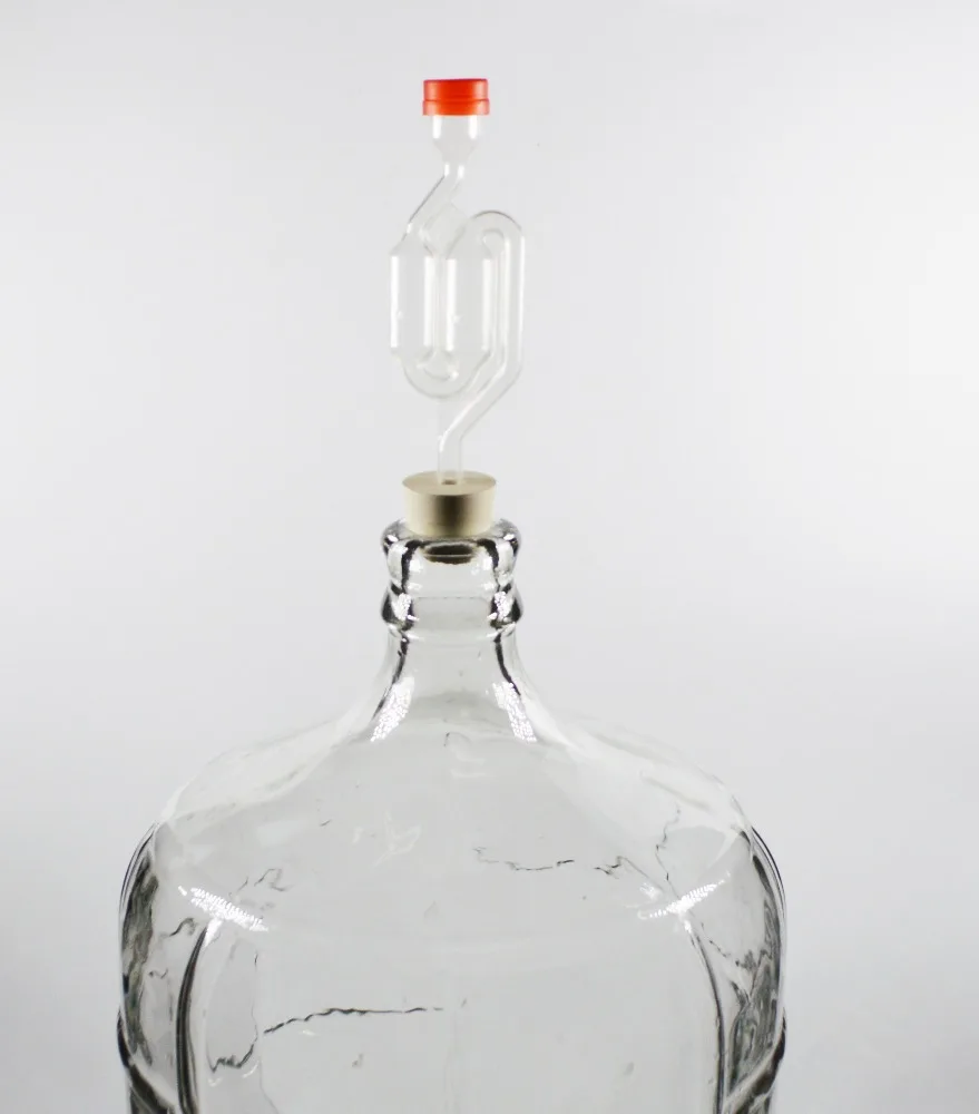 Home brew wine/beer Fermenter Glass carboy 6Gallon/23Litre with homebrewing rubber/silicone Stopper and Airlock