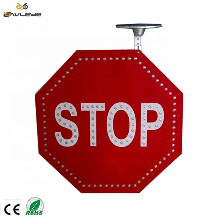 Octagon stop go led led flashing traffic light safety electric fence warning board reflective solar aluminum traffic road sign