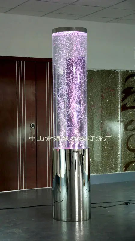 Round Floor Standing Columns with Water Bubble RGB color changing Wedding Party For decoration