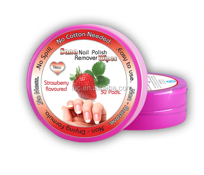30pad strawberry scented acetone free nail wipes