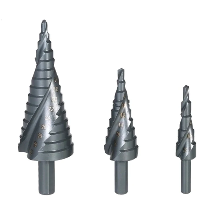 3Pcs Metric Three Flats Shank Spiral Flute HSS Step Drill Bit  with Chip-Breaker for Sheet Metal Wood Plastic Drilling