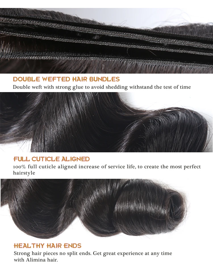 Free Shipping Brazilian Loose Wave Bundles With Closure 100% Remy Hair 3 Bundles With 4*4 Lace Closure Middle and Free Part