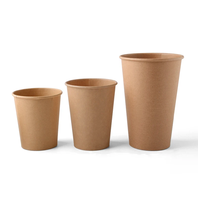 Customize Logo Disposable brown Kraft Paper Cup for Hot and Cold Drinks Coffee Mugs