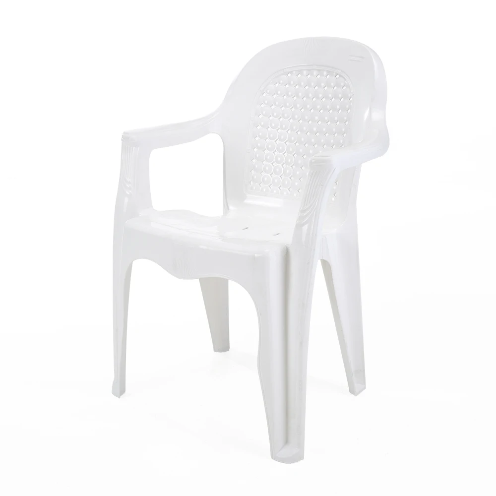 China factory party patio garden outdoor furniture polypropylene pp resin cheap monoblock white plastic chair with arms