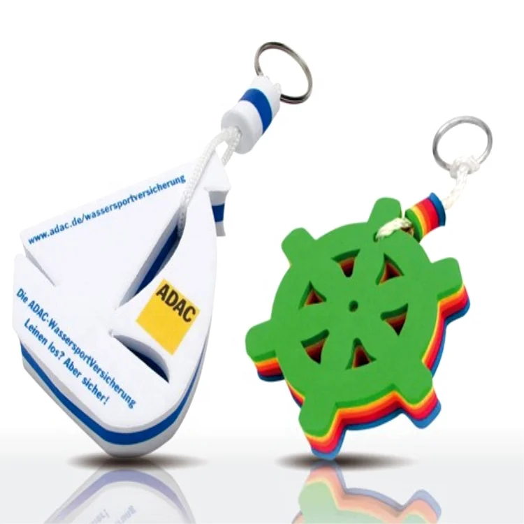 Custom logo Custom shape eva foam floating keychain keyring