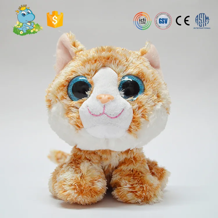 ICTI New Design big eyes cat soft plush toy manufacturer