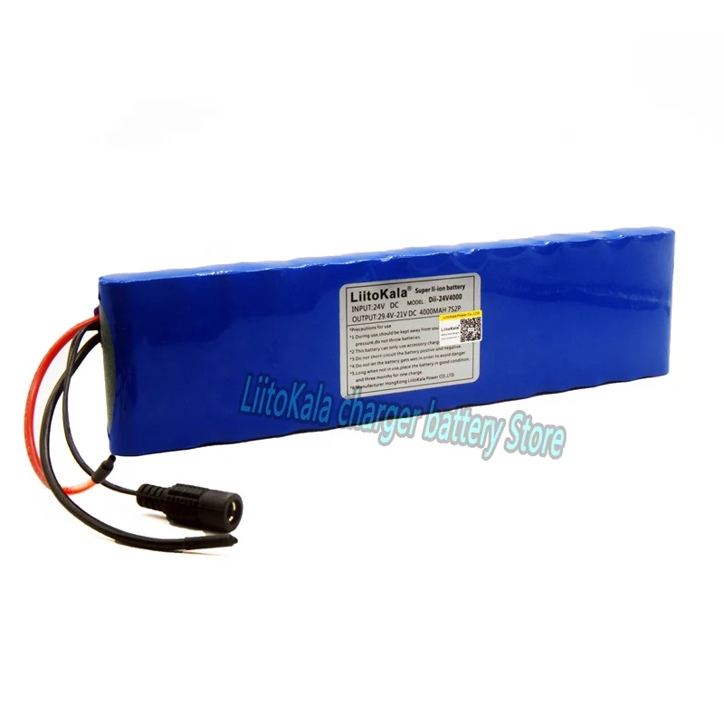 Liitokala 24V 4000mAh rechargeable 10A lithium battery discharge 7S2P 18650 29.4V 4ah lithium ion bms scooter battery pack