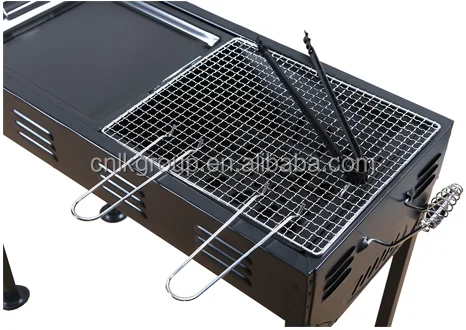 Outdoor portable charcoal vertical korean bbq grill cast iron table