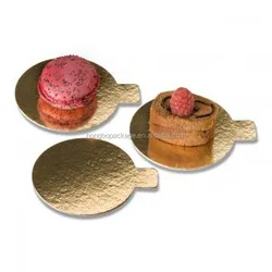2022 hot selling custom MDF cake bases boards gold Tray Round Mousse mini Cake Board with tab cake drum