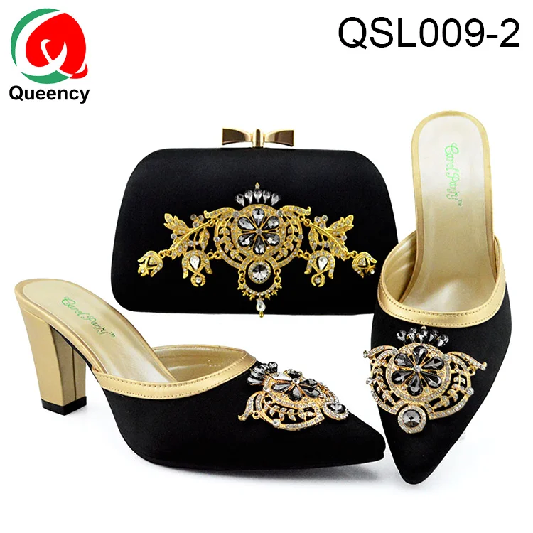 Queency African Shoes And Clutch Bag Set Evening Women for Nigeria Party