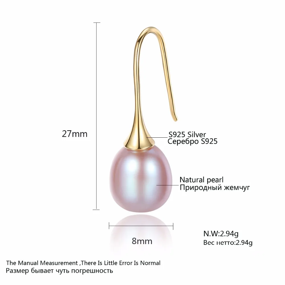 PAG&MAG Charming Fancy Big 9-10mm Natural Pearl Stud Earring With 925 Sterling Silver Cut Diamond Hook Earring For Women Party