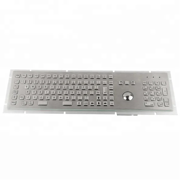 Wholesale high quality IP65 waterproof silver metal trackball keyboard