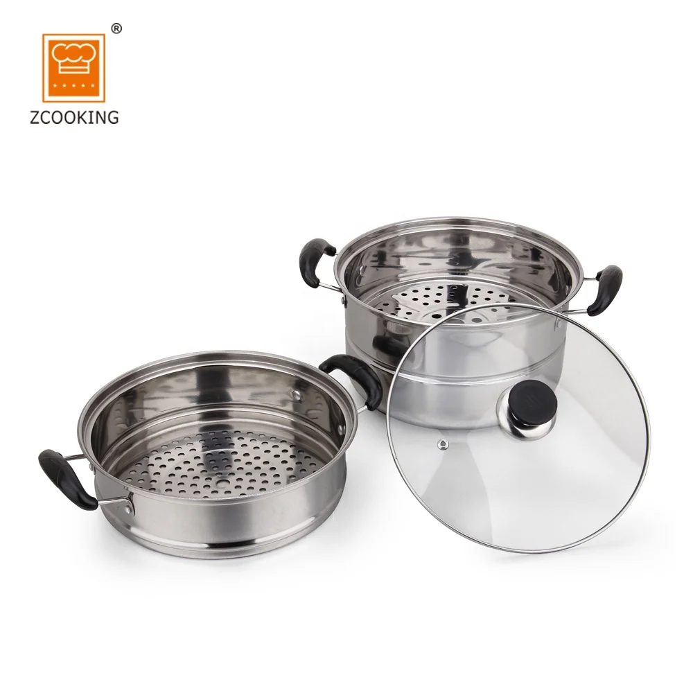 30CM 2 Layer Metal Stainless Steel  Chinese Food Steamer Pot Glass pots And Dinnerware sets