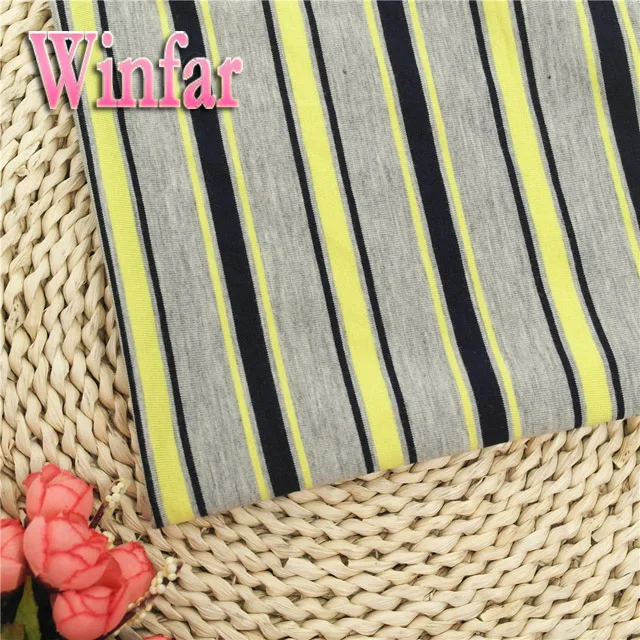 single jersey stripe knitting dyed DTY rayon spandex fabric for lady dress garment