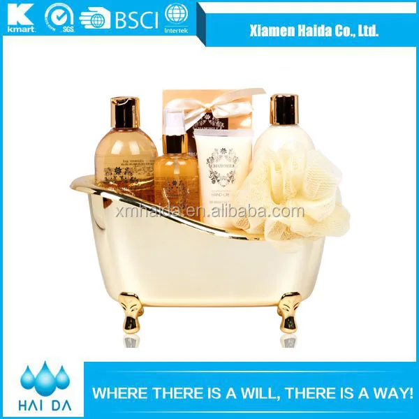 Bath Gift Basket Set for Women Relaxing at Home Spa Kit Scented with Lavender and Jasmine  Includes Large Bath Bomb Salts