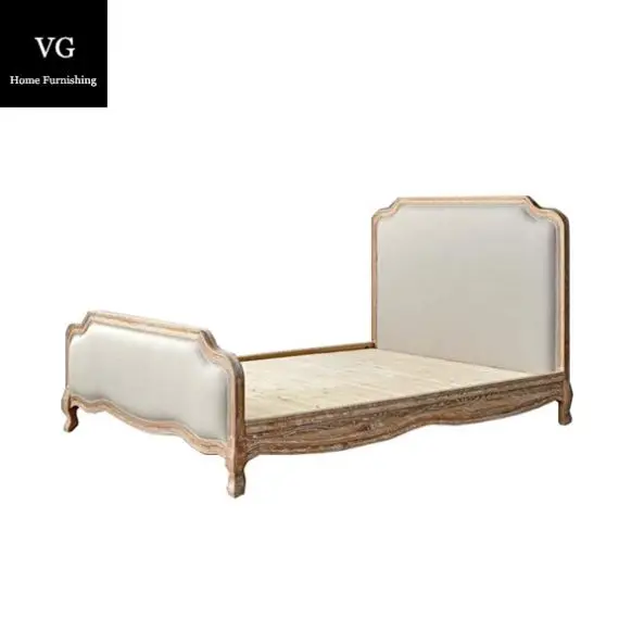 Классический дизайн серый лен мягкая кровать отель спальни мебель кровати