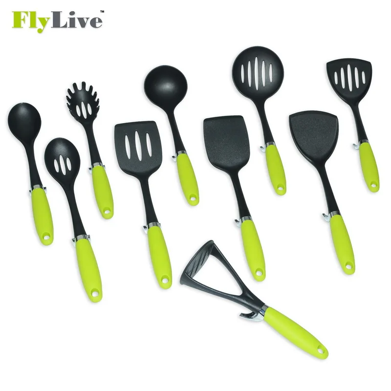 
Hot sale 9pcs Kitchen Tool Set Curve Crock Nonslip Ergonomic Handles Nonstick Cookware 
