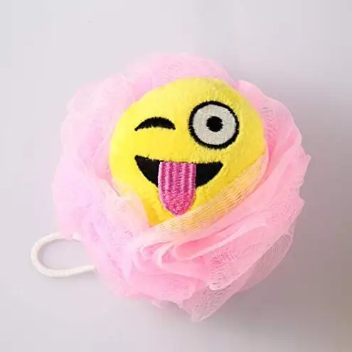 Bath Shower Sponge Smiley face Plush Pillow Universe Pouf Mesh Kids Toy Brush Shower Ball, Mesh Bath,Shower Sponge