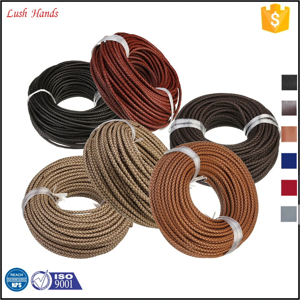 
2.5mm 5mm 6mm 8mm Colors Round Braided Leather cord 