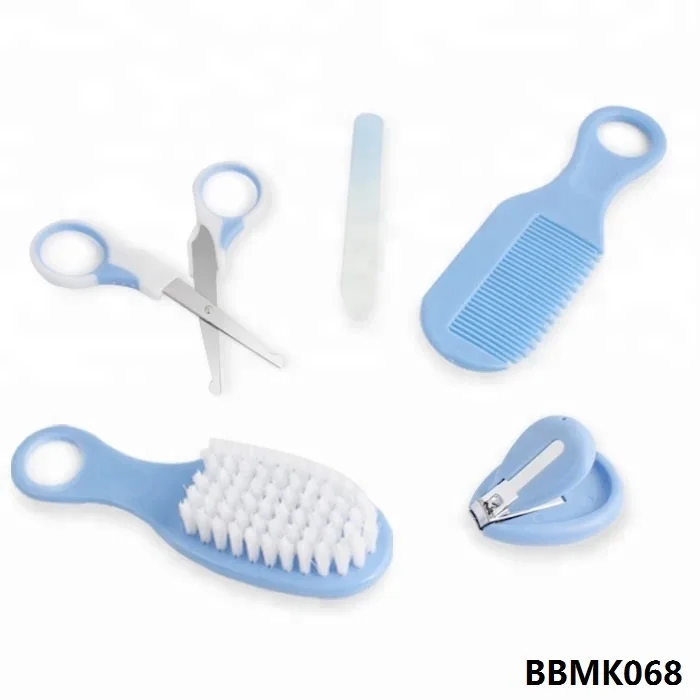 Best price fancy baby girl kid pink blue color 4pcs DIY beauty manicure art kit travel nail care tools gift set in mini case