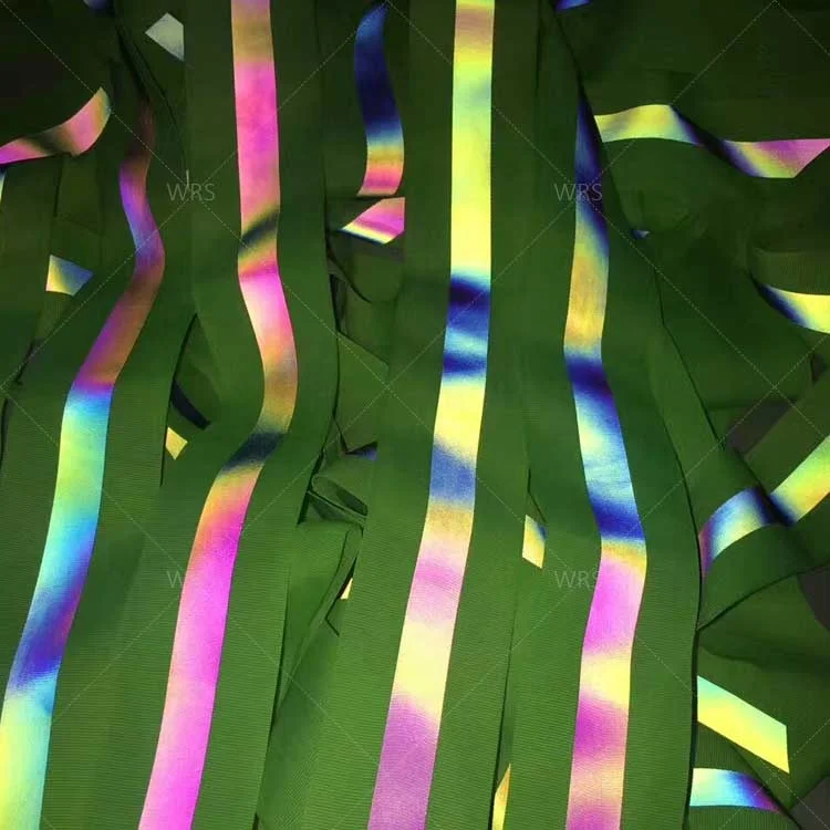 custom hi viz 2 inch shine fluorescence colorful nylon woven reflective logo on the webbing fabric tape for clothing