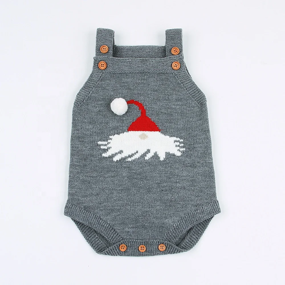 Knit baby Girl or boy body suit Onsie outfit romper With Christmas hat