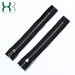 Auto lock 3# rose gold antique brass closed end metal zipper