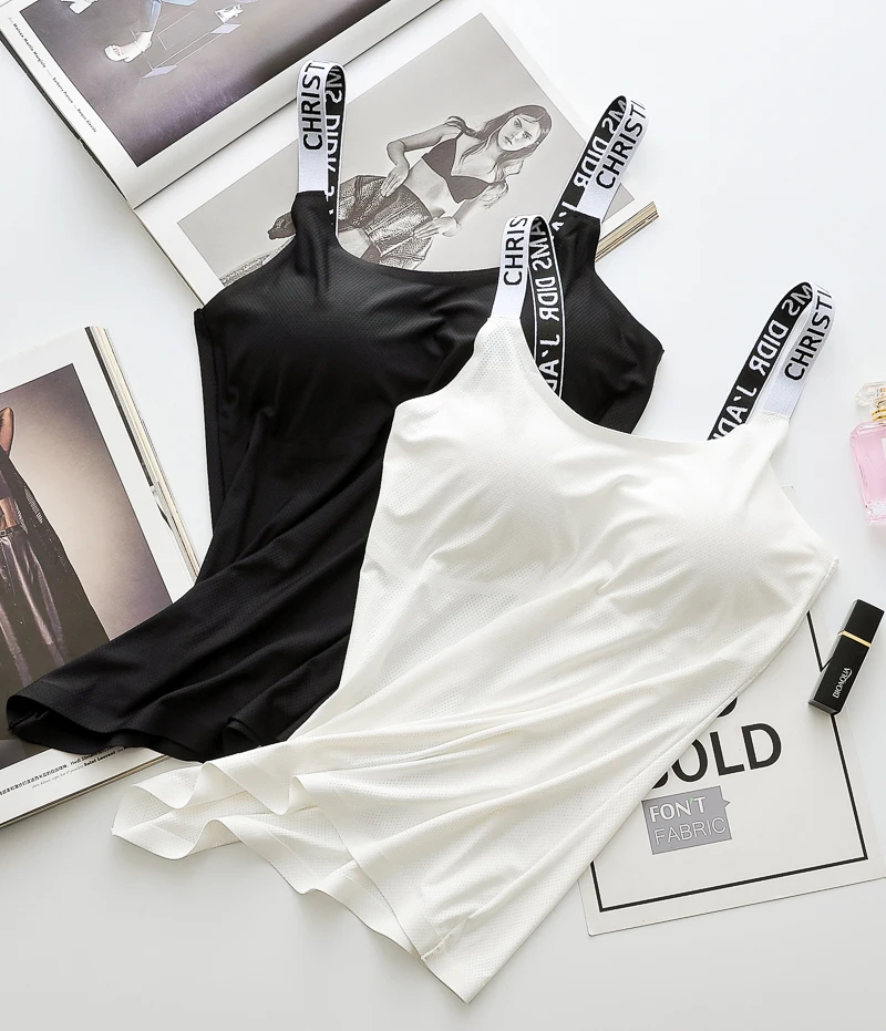 
Hot Sales high quality sexy women white tight tank top latest stylish sport letter tank top 