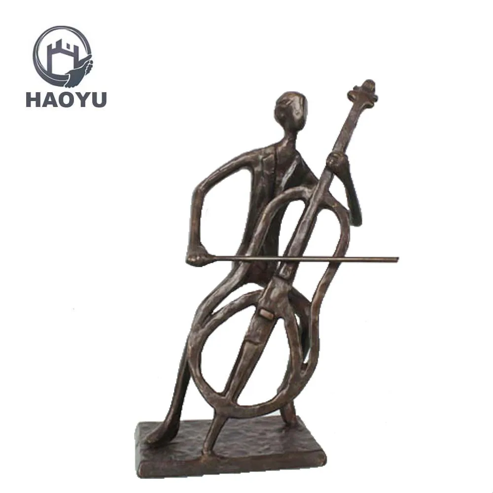 Hot sale Metal figurines cast iron musician sculpture for home decoration