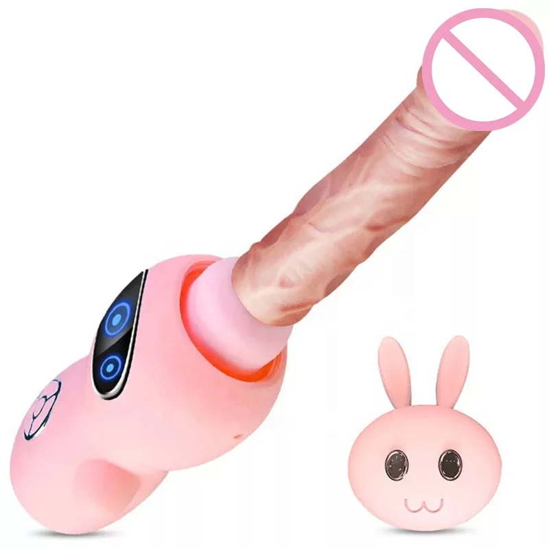 Cute Robot AutomaticTelescopic Masturbation Machine for Female Thrusting Dildo With Suction Cup to Girls Vagina Women Pussy