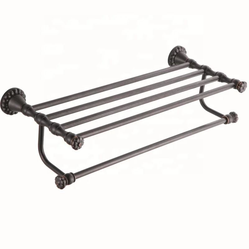 Modern brass bathroom luxury accessories Black towel shelf  bathroom accessories set