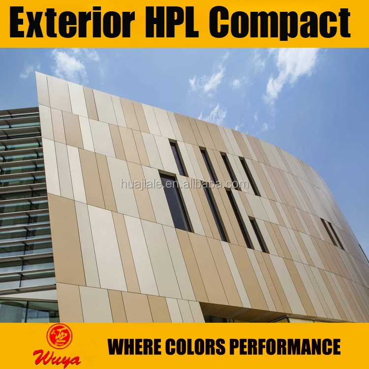 wuya 10mm anti-uv hpl exterior siding panel/ wood color hpl cladding