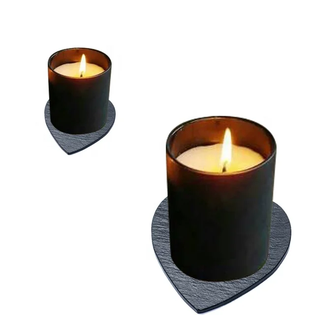 home decor flat bottom round glass tumbler for candles mini size set of 3 slate candle holders