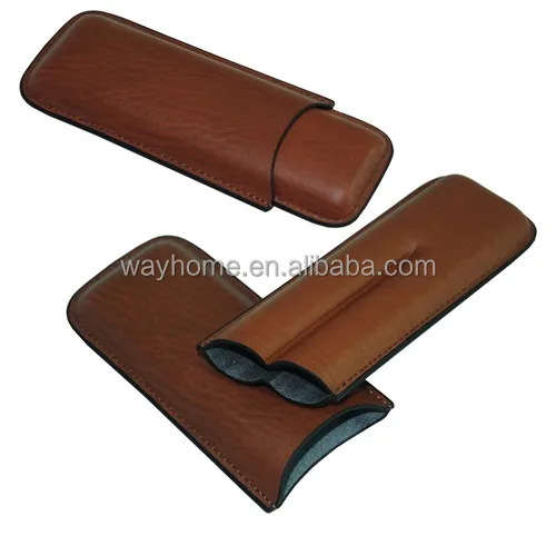 Brown Leather 2 Cigar Holder Case cigar container CL-007
