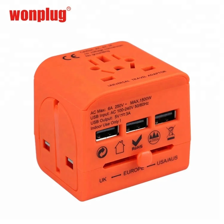 universal to UK/AU/EU/US Italy Spain power travel plug adapter 5V 3A 3usb international adapter plug mini pocket travel kit