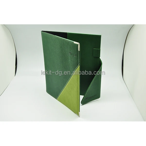 New arrival PU removable book cover GRS leather book cover with metal corners diary cover