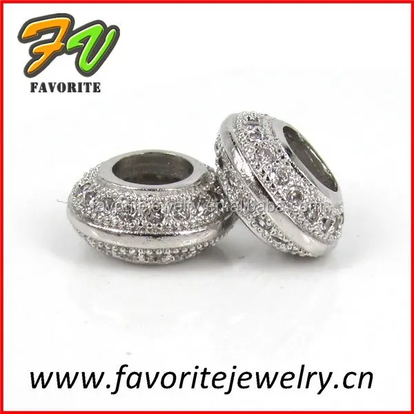 Large hole silver brass alloy micro-pave installation gasket beads